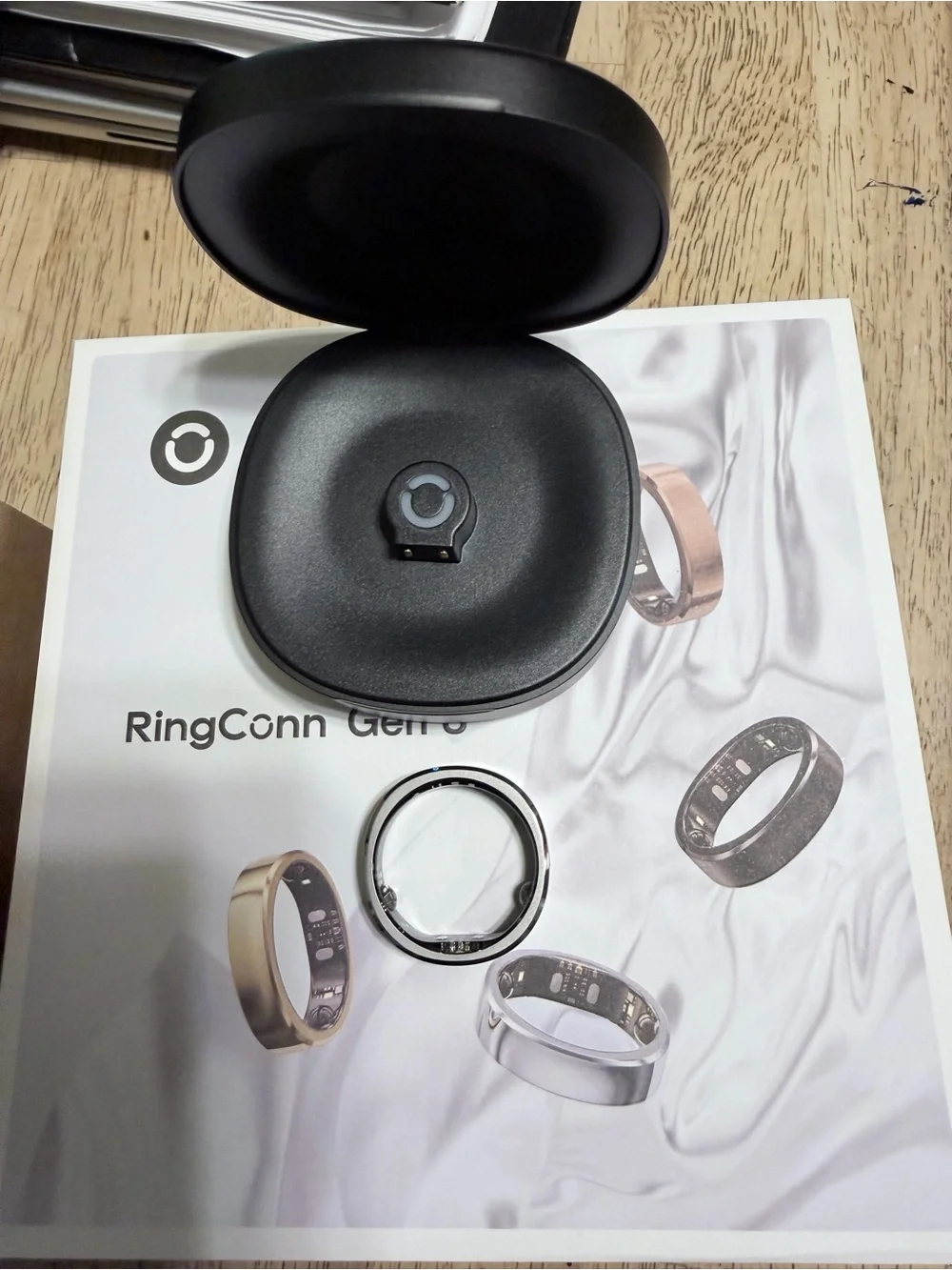 RingConn Gen 3 Brushed silver Smart Ring with Charging Case